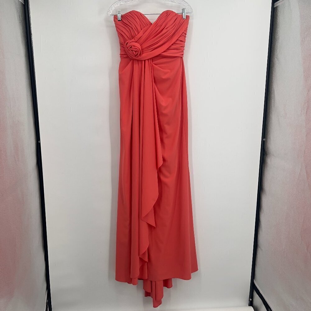 Badgley Mischka Coral Strapless Evening Gown Size 6